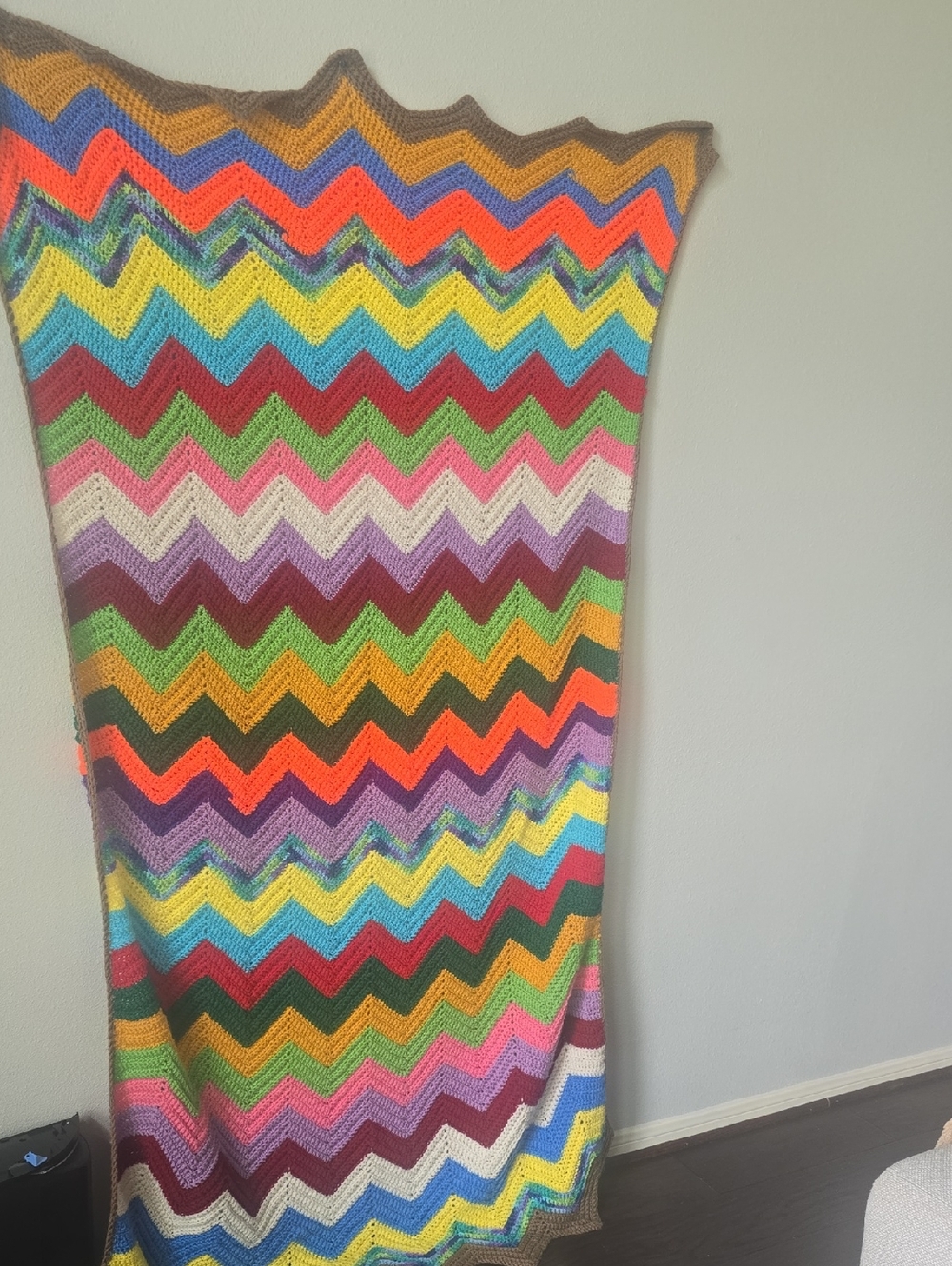 Multicolor Chevron Knit Afghan